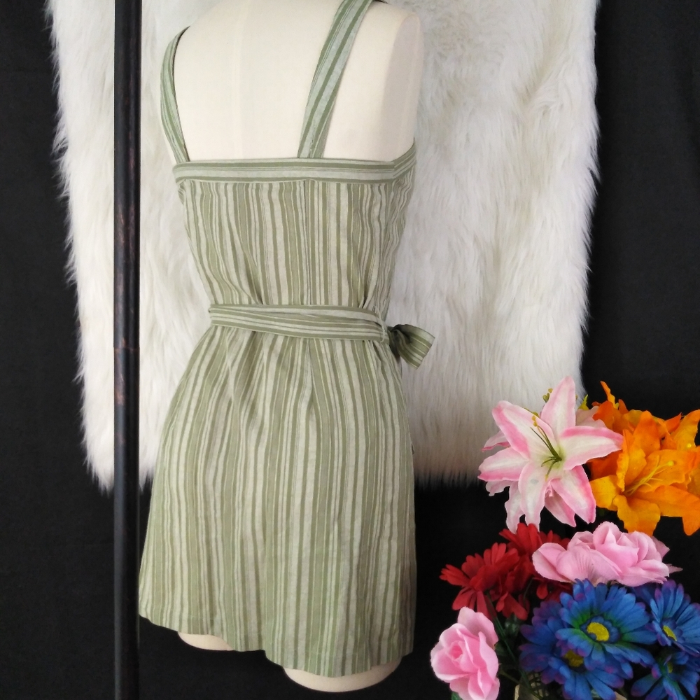 E & M Olive Striped button Down Dress Size M - Picture 2 of 9